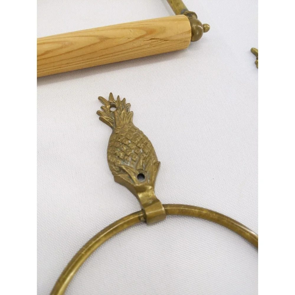 Vintage Brass Pineapple Bathroom Set Towel Ring Toilet Paper Holder Hooks